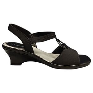 Naturalizer Finish N Slingback Sandals Womens US 6M Black Wedge Open Toe Slip On